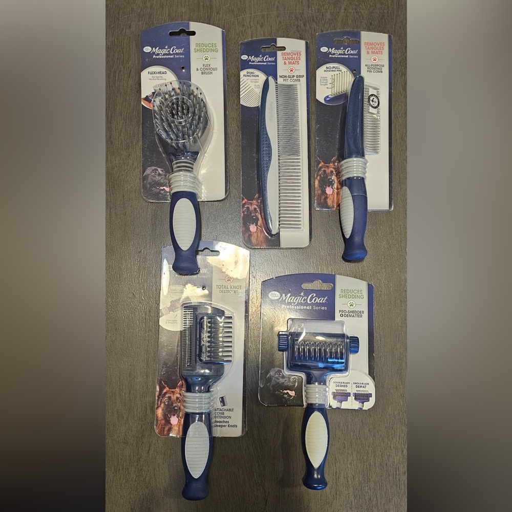 Variety of 5 Four Paws Magic Coat Professional Series Grooming Tools
